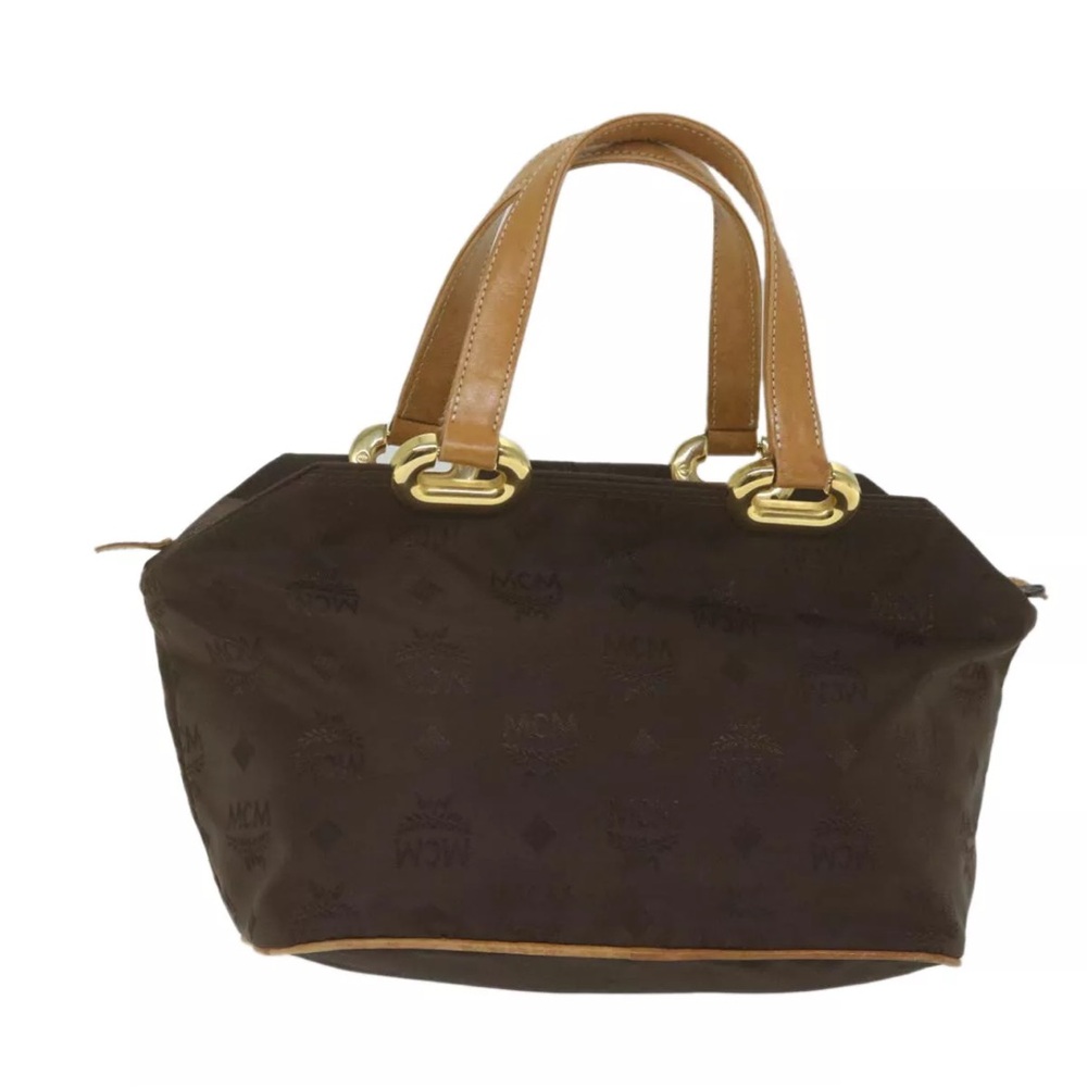MCM Brown and Tan Satchel with Gold Hardware - Picture 2 of 16